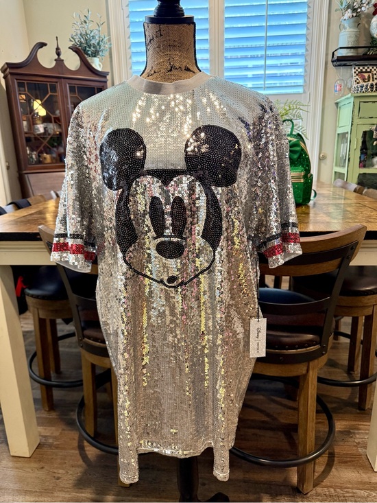 Disney Tops - 2023 Forever 21 X Disney 100 Anniversary Sequin Mickey Mouse Short Sleeve Tee